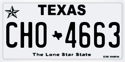 TX license plate CHO4663