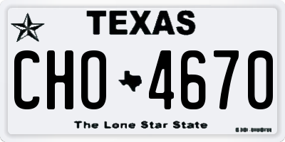 TX license plate CHO4670
