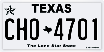 TX license plate CHO4701