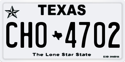 TX license plate CHO4702