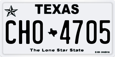 TX license plate CHO4705