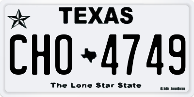 TX license plate CHO4749