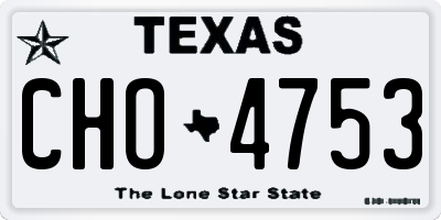 TX license plate CHO4753