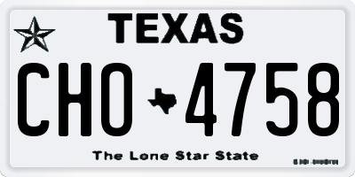 TX license plate CHO4758