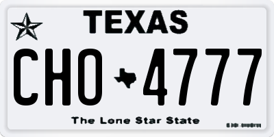 TX license plate CHO4777