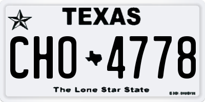 TX license plate CHO4778