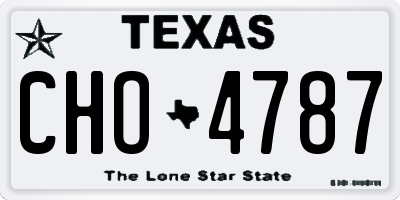 TX license plate CHO4787