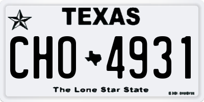 TX license plate CHO4931