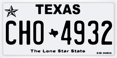 TX license plate CHO4932