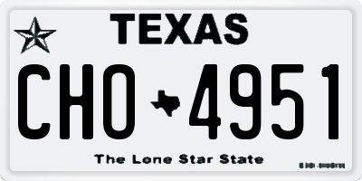 TX license plate CHO4951