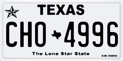TX license plate CHO4996