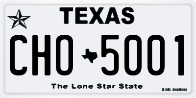 TX license plate CHO5001