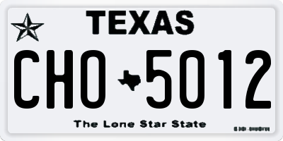 TX license plate CHO5012
