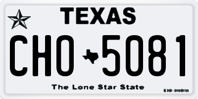 TX license plate CHO5081