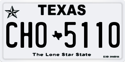 TX license plate CHO5110