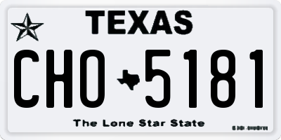 TX license plate CHO5181