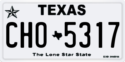 TX license plate CHO5317