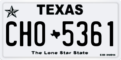 TX license plate CHO5361