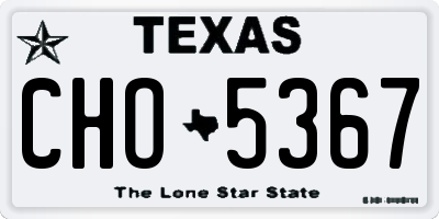 TX license plate CHO5367
