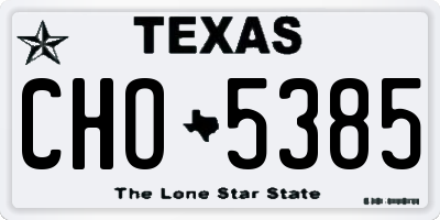 TX license plate CHO5385