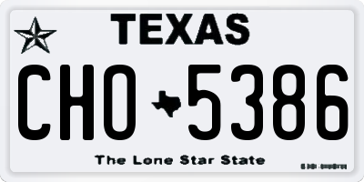 TX license plate CHO5386