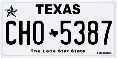 TX license plate CHO5387