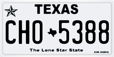 TX license plate CHO5388