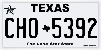 TX license plate CHO5392