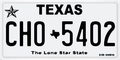 TX license plate CHO5402