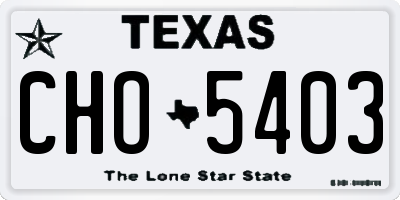 TX license plate CHO5403