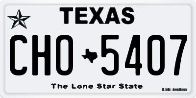 TX license plate CHO5407