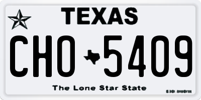 TX license plate CHO5409