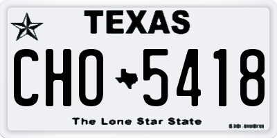 TX license plate CHO5418