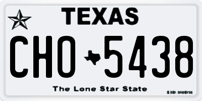 TX license plate CHO5438