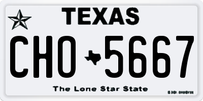 TX license plate CHO5667