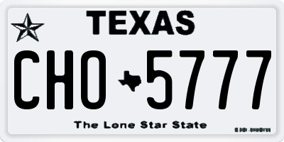 TX license plate CHO5777
