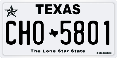 TX license plate CHO5801