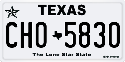 TX license plate CHO5830