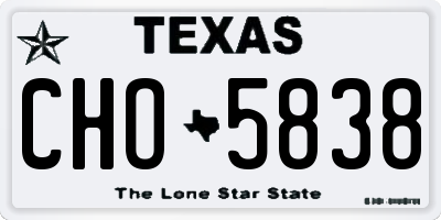 TX license plate CHO5838