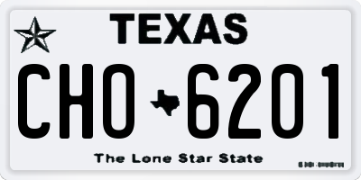 TX license plate CHO6201