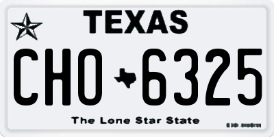 TX license plate CHO6325