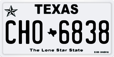 TX license plate CHO6838