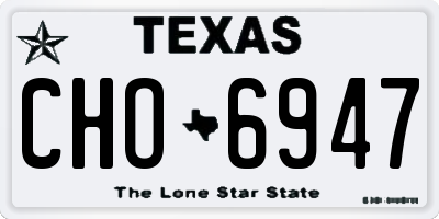 TX license plate CHO6947