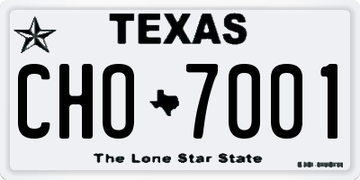 TX license plate CHO7001
