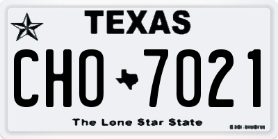 TX license plate CHO7021