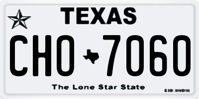 TX license plate CHO7060