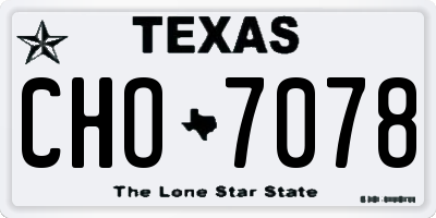 TX license plate CHO7078