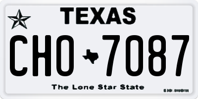 TX license plate CHO7087