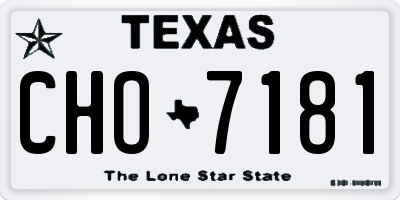 TX license plate CHO7181