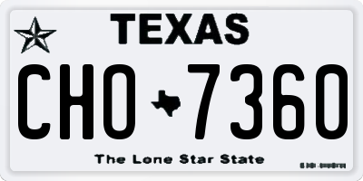 TX license plate CHO7360